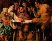 JORDAENS, Jacob The Satyr and the Peasant painting